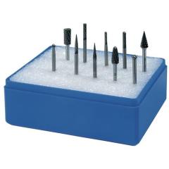 Kleinfrässtiftesatz Schaft-Ø 3 mm 10-tlg.HM Verz.Kreuz Ku.-Kass.TECWERK