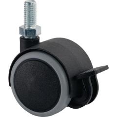 Kunststoffdoppelrolle m.Festst.D.50mm Trgf.50kg M10x20 Ku.grau BS ROLLEN