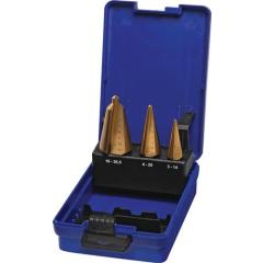 Blechschälbohrersatz 3-14/4-20/16-30,5mm HSS-TiN 3tlg.Ku.-Kass.TECWERK