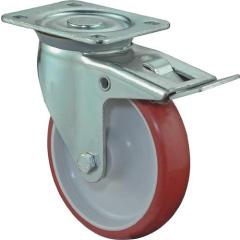 Lenkrolle D.150mm Trgf.280kg m.Festst.PU 135x110mm rot BS ROLLEN