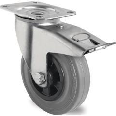 Lenkrolle m.Festst.D.160mm Trgf.135kg m.Platte Rollenlager VG grau TECWERK