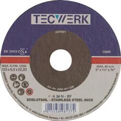 Schruppscheibe INOX D125xS6mm gekr.INOX Bohr.22,23mm TECWERK | 10 Stück