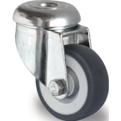 Lenkrolle D.100mm Trgf.100kg m.Rückenloch Gleitlager Gum.grau TECWERK