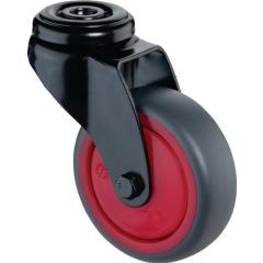 Lenkrolle D.75mm Trgf.75kg m.Rückenloch Kugell.Gum.grau BS ROLLEN