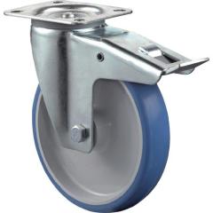 Lenkrolle m.Festst.D.100mm Trgf.120kg m.Festst.PU 104x80mm blau BS ROLLEN