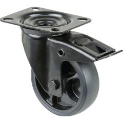 Lenkrolle m.Festst.D.100mm Trgf.110kg m.Festst.Gum.104x80mm schwarz BS ROLLEN