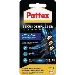 Sekundenkleber Ultra Gel MINI-TRIO 3x1g transp.Tube PATTEX | 12 Stück