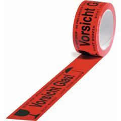 Warnklebeband PP Vorsicht Glas L.66 m,B.50mm rot Rl.TRANSPAK | 36 Stück