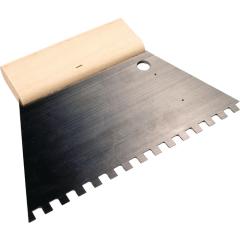 Kleberspachtel L.128mm B.180mm Zahn 6x6mm rostfr.VA C2 Buchenholzgriff HAROMAC | 10 Stück