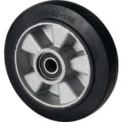 Lenkrad Elastik-Vollgummi Naben-L.55mm Rad-B.50mm D.200mm Guss-Felge f.Gabelhub.