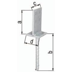 T-Pfostenträger 130x200x80x80mm STA roh TZN GAH