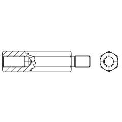 Abstands-/Distanz-Bolzen | M 3 x 5 / 2,5 x 6 SW 5,5 | 100 Stück