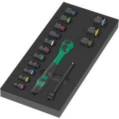 Werkzeugmodul 9724 16-tlg.Schaumstoff,2farbig Knarre,14Steckschlüsseleins.,Verl.