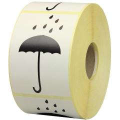 Warnetiketten Maße 75x105mm Papier weiß Symbol Vor Nässe schützen TRANSPAK