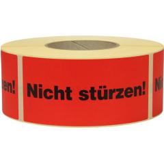 Warnetiketten Maße 145x70mm Papier rot Nicht stürzen TRANSPAK