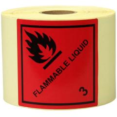 Etiketten Maße 100x100mm Papier rot Aufdruck Flammable Liquid TRANSPAK