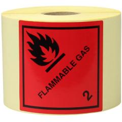 Etiketten Maße 100x100mm Papier Aufdruck Flammable Gas TRANSPAK