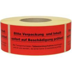 Warnetiketten Maße 145x70mm Papier rot Verpackung u. Inhalt auf Beschäd. prüfen