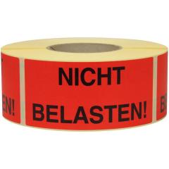 Warnetiketten Maße 145x70mm Papier rot NICHT BELASTEN! TRANSPAK