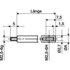 Verlängerungsstück L.20mm Messbolzen-D.4mm z.Messuhren KÄFER