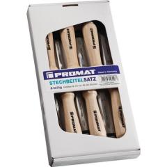 Stechbeitelsatz 6,10,12,16,20,26mm Weißbuchenh.Ulmer Form 6-tlg.Krt.TECWERK