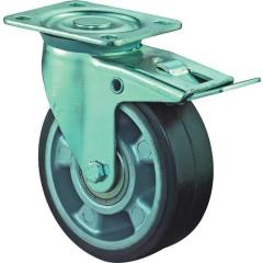 Schwerlastlenkrolle D.125mm Trgf.200kg Totalfesteller Elastikgummi 105x85mm