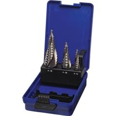 Stufenbohrersatz D.4-12/4-20/4-30mm HSS Spiralnut 3tlg.Ku.-Kass.TECWERK