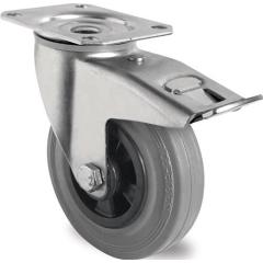 Lenkrolle m.Festst.D.125mm Trgf.100kg m.Platte Rollenlager VG grau TECWERK