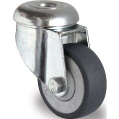 Lenkrolle D.50mm Trgf.50kg m.Rückenloch Kugell.Gum.grau TECWERK