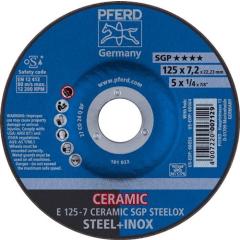 Schruppscheibe CERAMIC SGP STEELOX D125xS7mm gekr.STA Bohr.22,23mm PFERD | 10 Stück