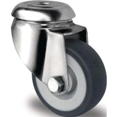 Lenkrolle D.50mm Trgf.50kg Rückenloch PP Gleitlager VA TPE grau TECWERK