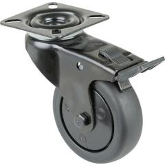 Lenkrolle m.Festst.D.75mm Trgf.75kg m.Platte m.Festst.Gum.schwarz BS ROLLEN