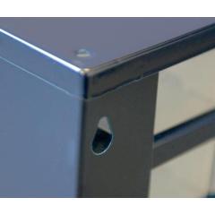 Kleinteilemagazin B.306xT.150xH.282mm Stahlblech dkl.-blau/transp./Schubl.a.PP