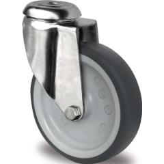 Lenkrolle D.125mm Trgf.100kg Rückenloch PP Gleitlager VA TPE grau TECWERK