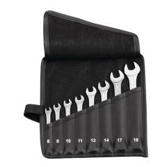 Ringmaulschlüsselsatz 8tlg.SW 8-19mm Form A CV-Stahl in Rolltasche PROMAT
