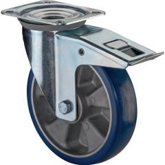 Lenkrolle D.125mm Trgf.300kg m.Festst.PU 138x109mm blau BS ROLLEN