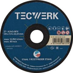 Premium-Schruppscheibe 2in1 D125xS7mm gekr.INOX/Stahl Bohr.22,23mm TECWERK | 10 Stück