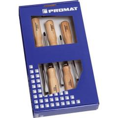 Schraubendrehersatz 5-tlg.Schlitz/PH Holzgr.Rundkl.m.6-Kant-Ansatz TECWERK