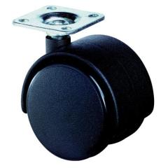 Kunststoffdoppelrolle D.40mm Trgf.30kg m.Platte PA schwarz RAL 9005 BS ROLLEN