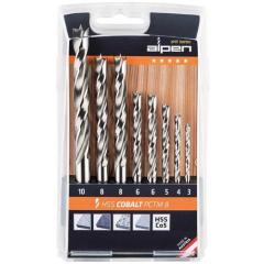 Holzspiralbohrersatz PCTM 8-tlg. - Ø 3,4,5,2x6,2x 8,10 mm HSS-Co5 ALPEN