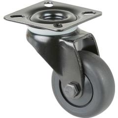 Lenkrolle D.50mm Trgf.50kg m.Platte Kugell.Gum.schwarz BS ROLLEN