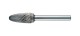 Frässtift RBF D.3mm Kopf-L.12mm Schaft-D.3mm HM Verz.Normal,fein TECWERK