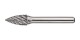 Frässtift SPG Special Steel Ø 6 mm Kopf-L.16 mm Schaft-Ø 6 mm HM Verz.Kreuz TECWERK