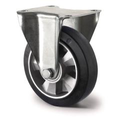 Schwerlastbockrolle D.125mm Trgf.300kg Elastikgummi Bau-H.164mm TECWERK