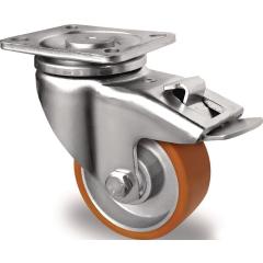 Lenkrolle D.100mm Trgf.250kg m.Festst.PU Platte L100xB85mm Rl.braun TECWERK