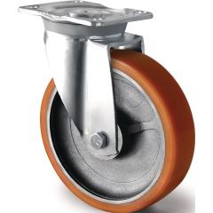 Schwerlastlenkrolle D.125mm Trgf.700kg Lenkrolle Guß-PU 135mm 110mm TECWERK