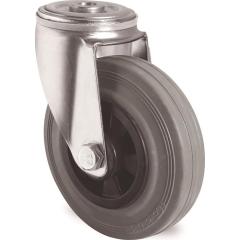 Lenkrolle D.100mm Trgf.75kg Rückenloch PP Rollenlager VG grau TECWERK