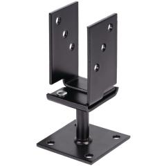 U-Pfostenträger 71x110x70x70xmm verzinkt,schwarz ku.-besch.z.Schr.GAH | 4 Stück