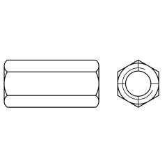 Verbindungsmuffen | M 20 x 50 SW30 | Edelstahl A1 | 10 Stück