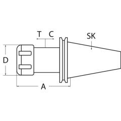Gewindeschneidfutter Synchron DIN 69871AD/B M3-M27 SK40 A.-L.95mm TECWERK